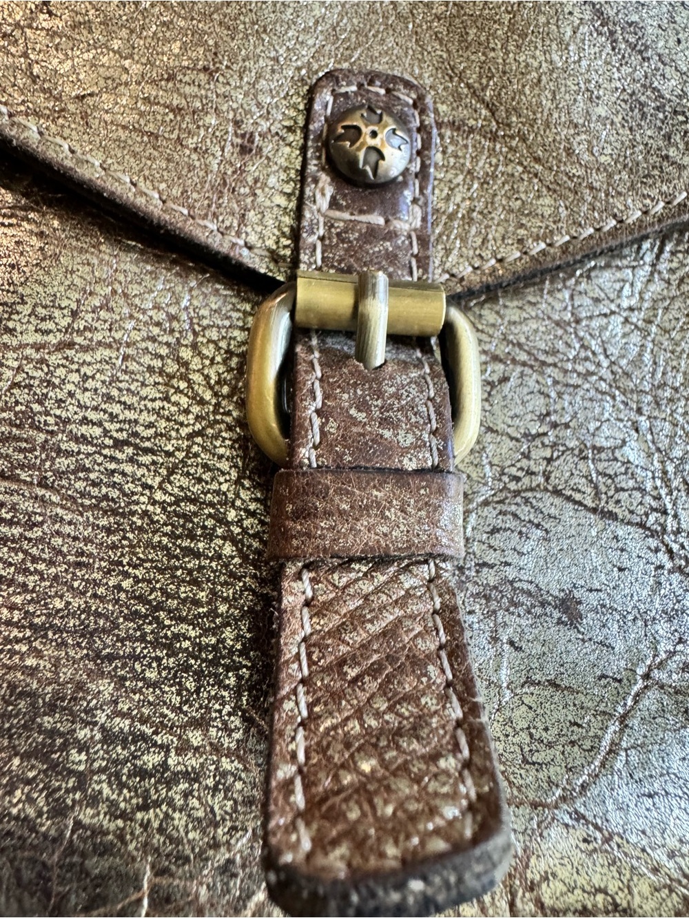 Patricia Nash Avellino Crossbody metallic gold leather crackle - Picture 3 of 11